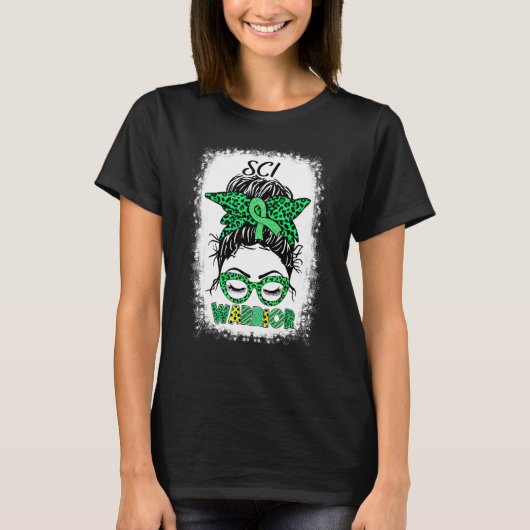 Sci Warrior Messy Bun Lime Green Ribbon Support Wo T-shirt (Voorkant)