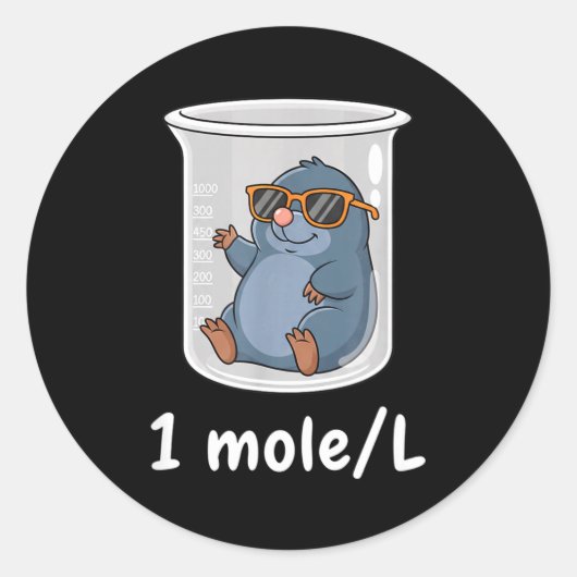 Science &amp; Technology Funny Chemistry 1 Mole L  Ronde Sticker (Voorkant)