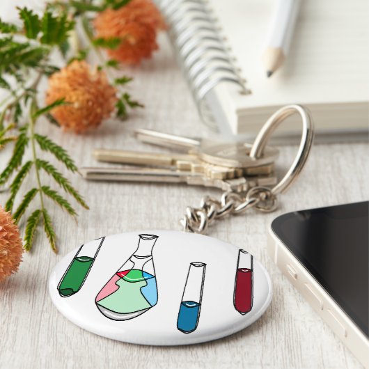 Science Beakers Test Tubes Solutions STEM Sleutelhanger (Zijkant)