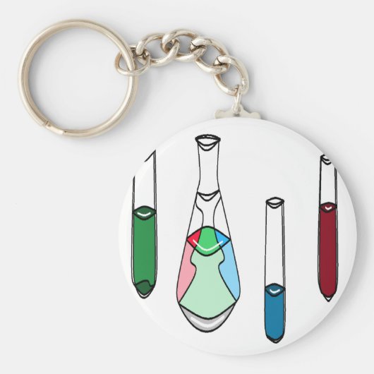 Science Beakers Test Tubes Solutions STEM Sleutelhanger (Voorkant)