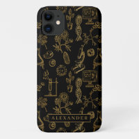 Science Biology Art Gold Pattern Monogram
