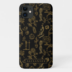 Science Biology Art Gold Pattern Monogram Case-Mate iPhone Case