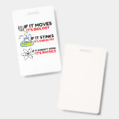 Science BIOLOGY CHEMISTRY PHYSICS Badge (Voor- en achterkant)