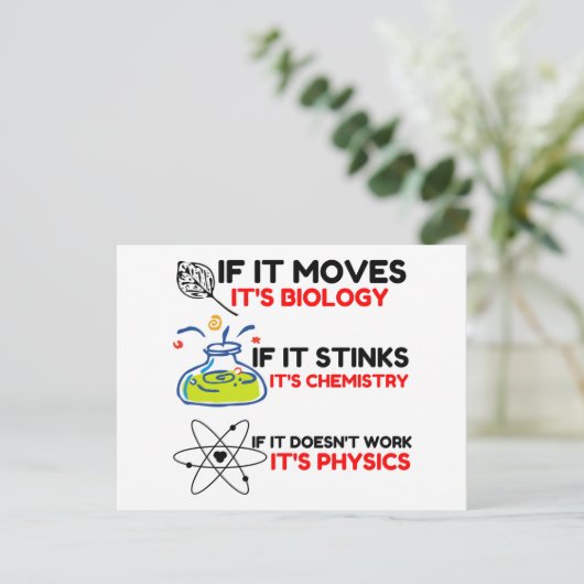 Science BIOLOGY CHEMISTRY PHYSICS Briefkaart (Staand voorkant)