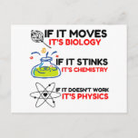 Science BIOLOGY CHEMISTRY PHYSICS Briefkaart<br><div class="desc">Grappig,  cool,  geweldige,  dieren,  nerd,  geek,  ,  retro,  gezegden,  cadeauidee,  koppel,  liefde,  sport</div>