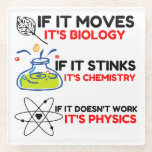 Science BIOLOGY CHEMISTRY PHYSICS Glazen Onderzetter<br><div class="desc">Grappig,  cool,  geweldige,  dieren,  nerd,  geek,  ,  retro,  gezegden,  cadeauidee,  koppel,  liefde,  sport</div>