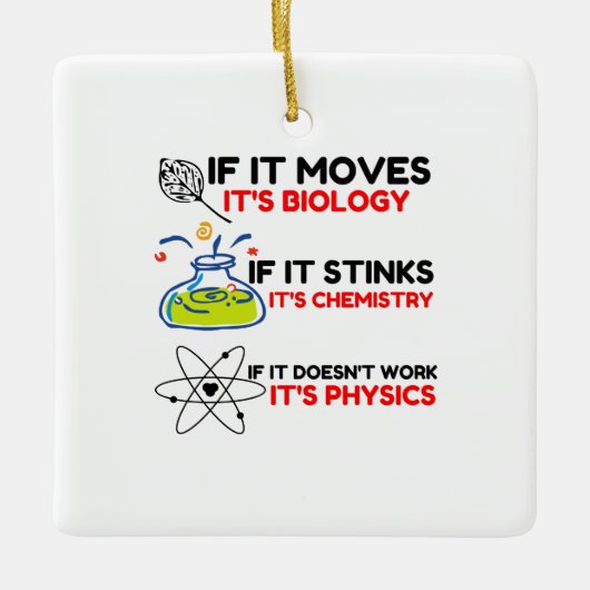 Science BIOLOGY CHEMISTRY PHYSICS Keramisch Ornament (Voorkant)