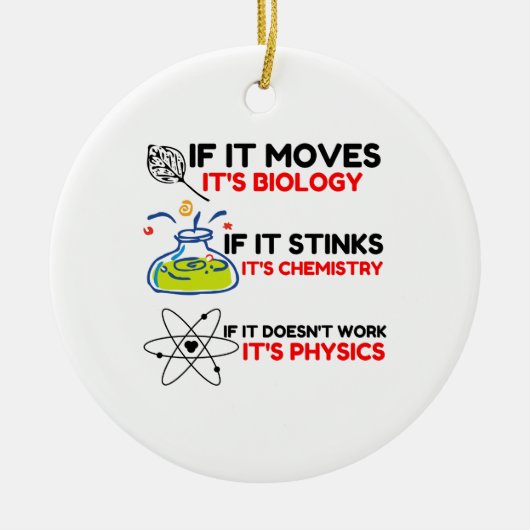 Science BIOLOGY CHEMISTRY PHYSICS Keramisch Ornament (Voorkant)