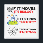 Science BIOLOGY CHEMISTRY PHYSICS Magneet<br><div class="desc">chemie,  gift,  biologie,  student,  idee,  natuurkundige,  quote,  leraar,  geek,  natuurkunde,  nerd,  gezegde,  grappig</div>