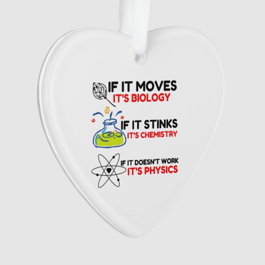 Science BIOLOGY CHEMISTRY PHYSICS Ornament (voorkant)