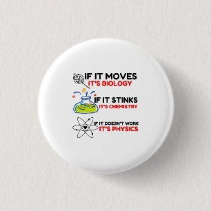 Science BIOLOGY CHEMISTRY PHYSICS Ronde Button 3,2 Cm
