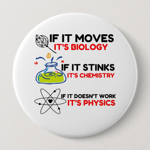 Science BIOLOGY CHEMISTRY PHYSICS Ronde Button 4,0 Cm