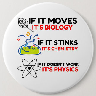 Science BIOLOGY CHEMISTRY PHYSICS Ronde Button 6,0 Cm