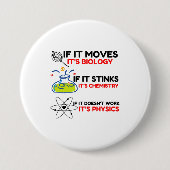 Science BIOLOGY CHEMISTRY PHYSICS Ronde Button 7,6 Cm (Voorkant)