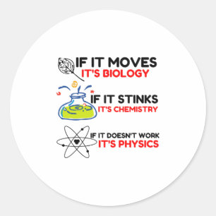 Science BIOLOGY CHEMISTRY PHYSICS Ronde Sticker