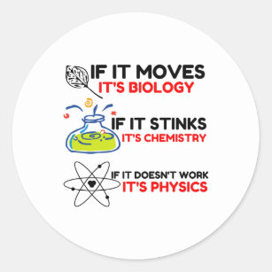 Science BIOLOGY CHEMISTRY PHYSICS Ronde Sticker