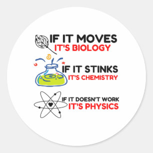 Science BIOLOGY CHEMISTRY PHYSICS Ronde Sticker