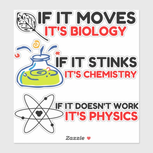 Science BIOLOGY CHEMISTRY PHYSICS Sticker (Vel)