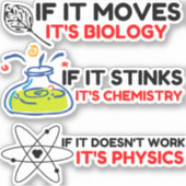 Science BIOLOGY CHEMISTRY PHYSICS Sticker (Voorkant)