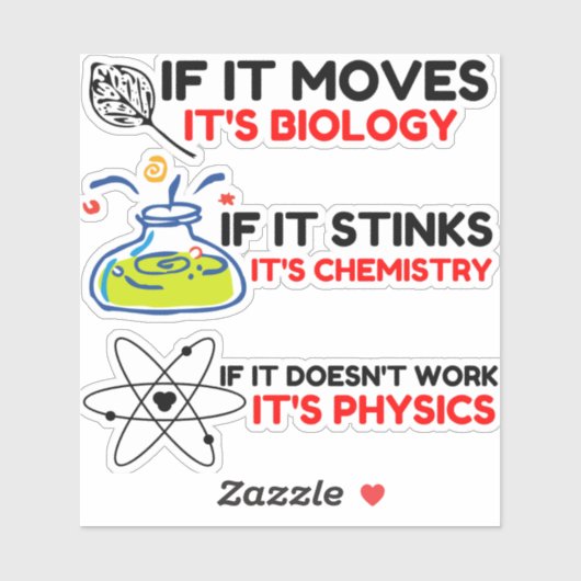 Science BIOLOGY CHEMISTRY PHYSICS Sticker (Vel)