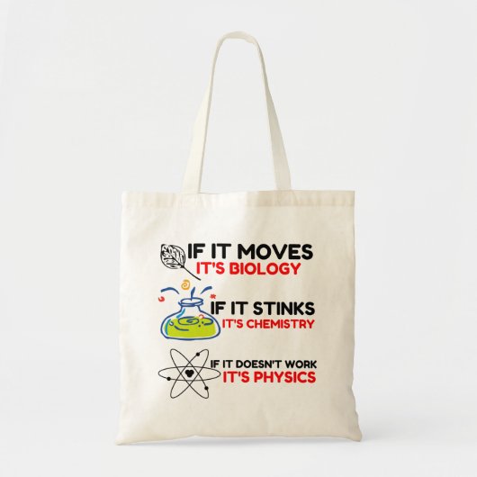 Science BIOLOGY CHEMISTRY PHYSICS Tote Bag (Voorkant)