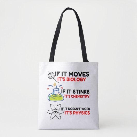 Science BIOLOGY CHEMISTRY PHYSICS Tote Bag (Voorkant)