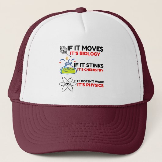 Science BIOLOGY CHEMISTRY PHYSICS Trucker Pet (Voorkant)
