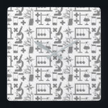 Science Biology Physics Geography Wiskunde Patroon Vierkante Klok<br><div class="desc">Een collectie wetenschappelijke artikelen vormen dit leuke geek,  nerd patroon. Er zijn artikelen uit verschillende wetenschappen,  waaronder wiskunde,  biologie,  natuurkunde,  aardrijkskunde,  geologie en chemie. Het is een microscoop,  experiment,  beakers,  bunsenbrander,  wiskunde symbolen,  kompas en andere items.</div>