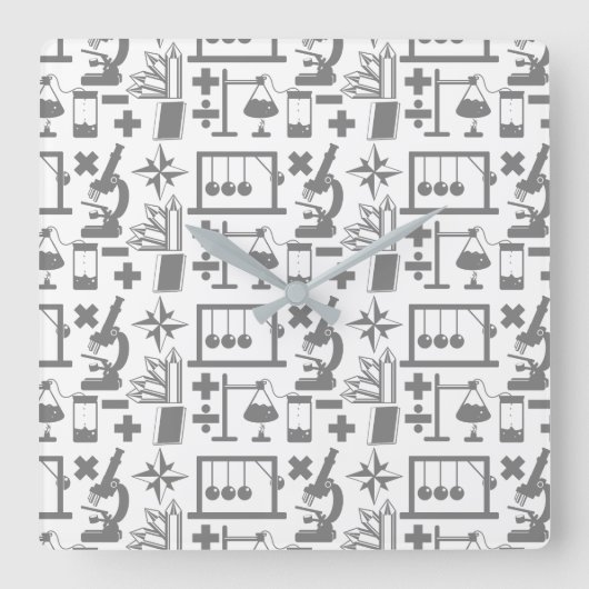 Science Biology Physics Geography Wiskunde Patroon Vierkante Klok (Voorkant)