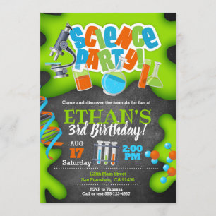 Science Birthday Invitation for Science Party Kaart