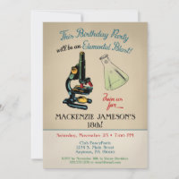 Science Birthday Invitation Microscope