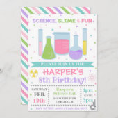 Science Birthday Invitation Science Invite Kaart (Voorkant / Achterkant)