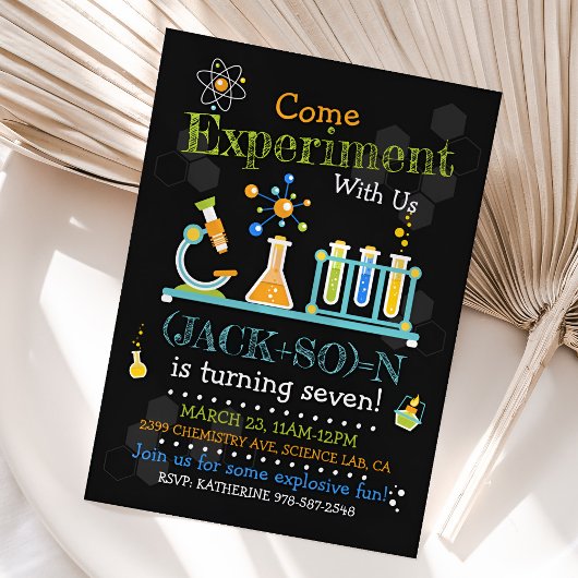 Science Birthday Invitation, Science Party Invite Kaart
