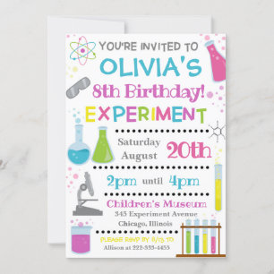 Science Birthday Invitation   Wetenschapsgenote Kaart