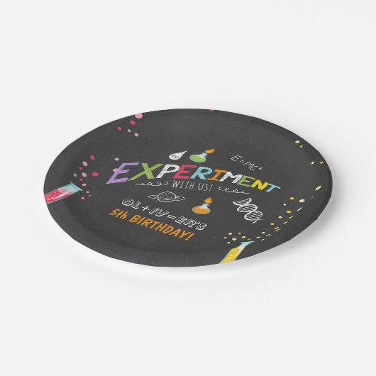 Science Birthday Paper borden Experiment Lab Boy Papieren Bordje (Gekanteld)