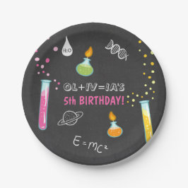 Science Birthday Paper borden Experiment Lab Girl Papieren Bordje