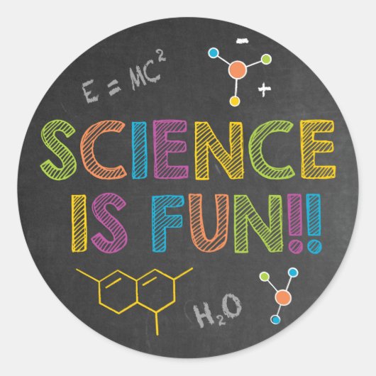 Science Birthday Party | Wetenschap is Fun Ronde Sticker (Voorkant)