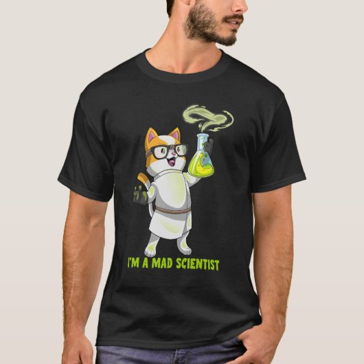 Science Cat Chemistry Mad Scientist Kitten Cation T-shirt (Voorkant)