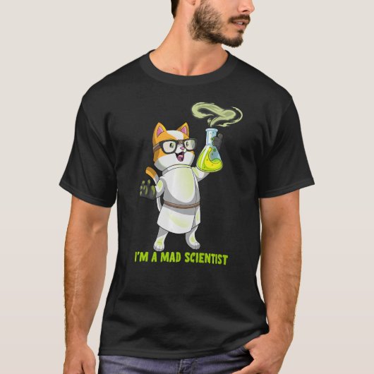Science Cat Chemistry Mad Scientist Kitten Cation T-shirt (Voorkant)