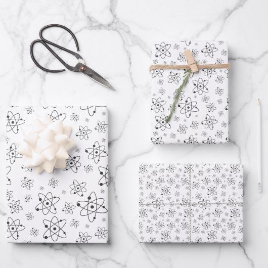 Science Chemistry Atom Symbol B & W Thema Inpakpapier Vel (Voorkant)