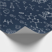 Science / Chemistry Blue Drawing Pattern Cadeaupapier (Hoek)