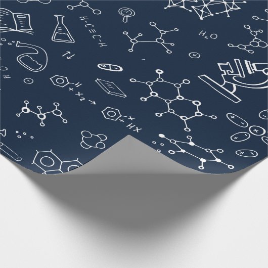 Science / Chemistry Blue Drawing Pattern Cadeaupapier (Hoek)