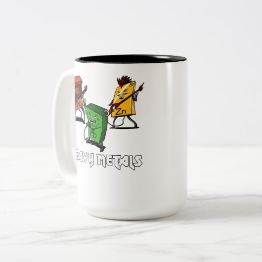 Science Chemistry Heavy Metals Nerd Geek Tweekleurige Koffiemok (Voorkant links)