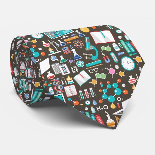 Science / Chemistry Patroon Stropdas (Opgerold)