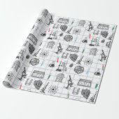 Science Chemistry Scientist Pattern Cadeaupapier (Uitgerold)