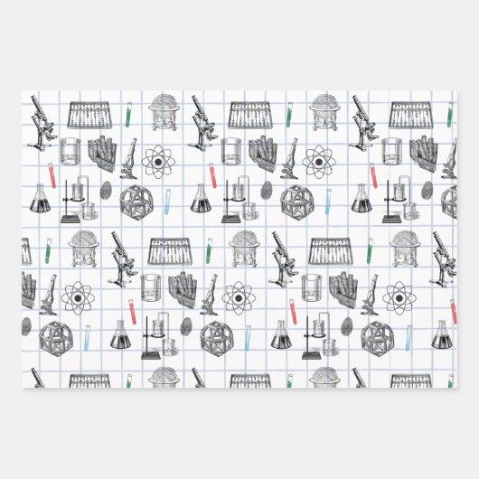 Science Chemistry Scientist Pattern Inpakpapier Vel (Voorkant 2)