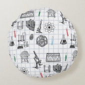 Science Chemistry Scientist Pattern Rond Kussen (Achterkant)