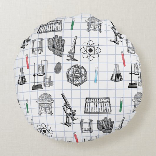 Science Chemistry Scientist Pattern Rond Kussen (Achterkant)