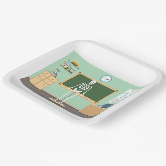 Science Class Skeleton Papieren Bordje (Gebogen)