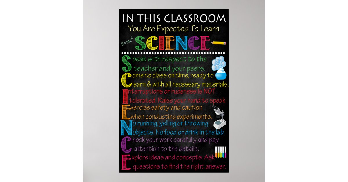 Science Classroom Rules Poster Zazzle.nl